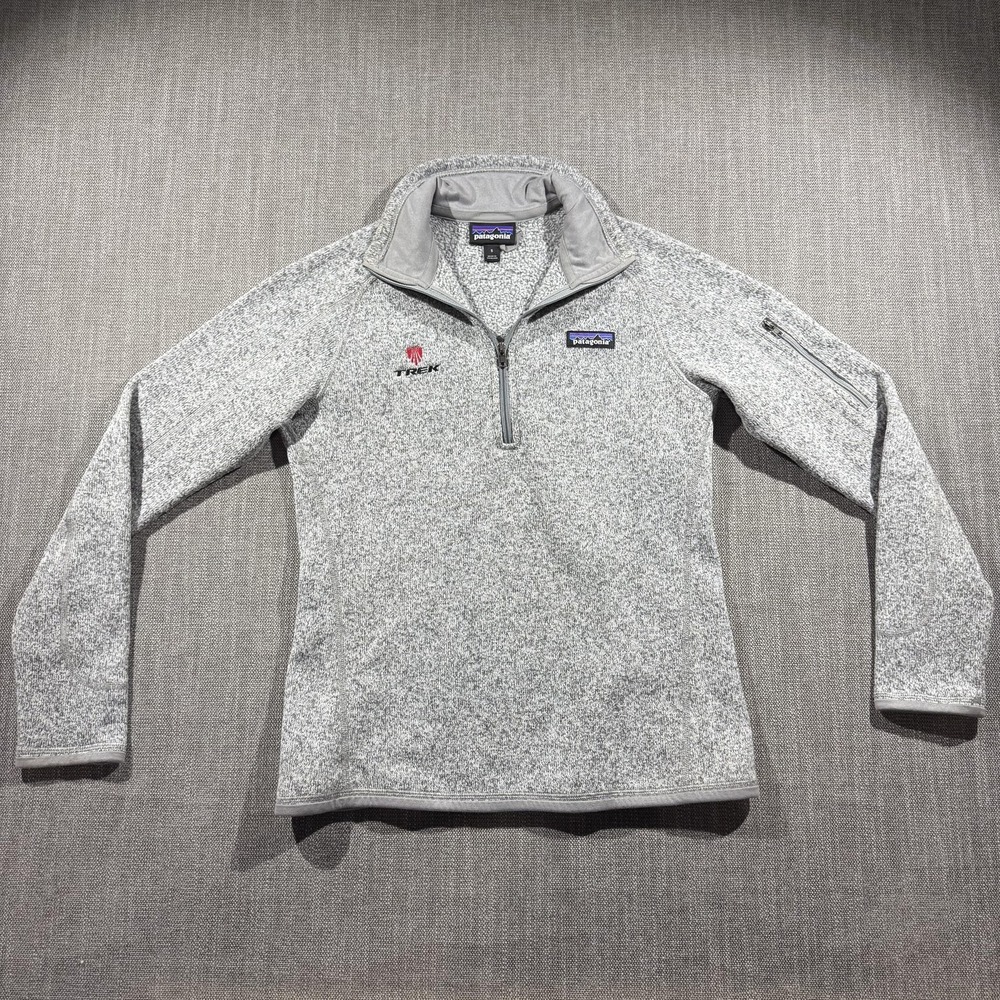 Patagonia Better Sweater Fleece Pullover Womens Small Gray 1/4 Zip Trek Logo